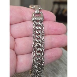 Silvertone Signed Goldette  Victorian Bracelet Vintage